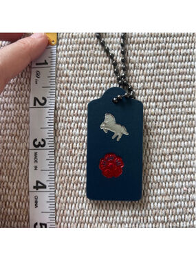 NEW Coach Navy Leather Luggage Tag Horse & Poppy Emblem Price Firm